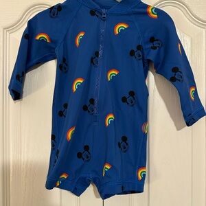Hanna Andersson Disney Mickey Rainbow Swim Rashguard 3-6 Months